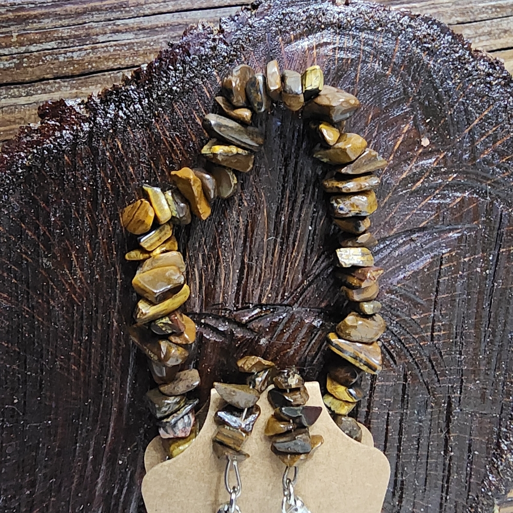 Handmade Brown Stone Earring and Necklace set